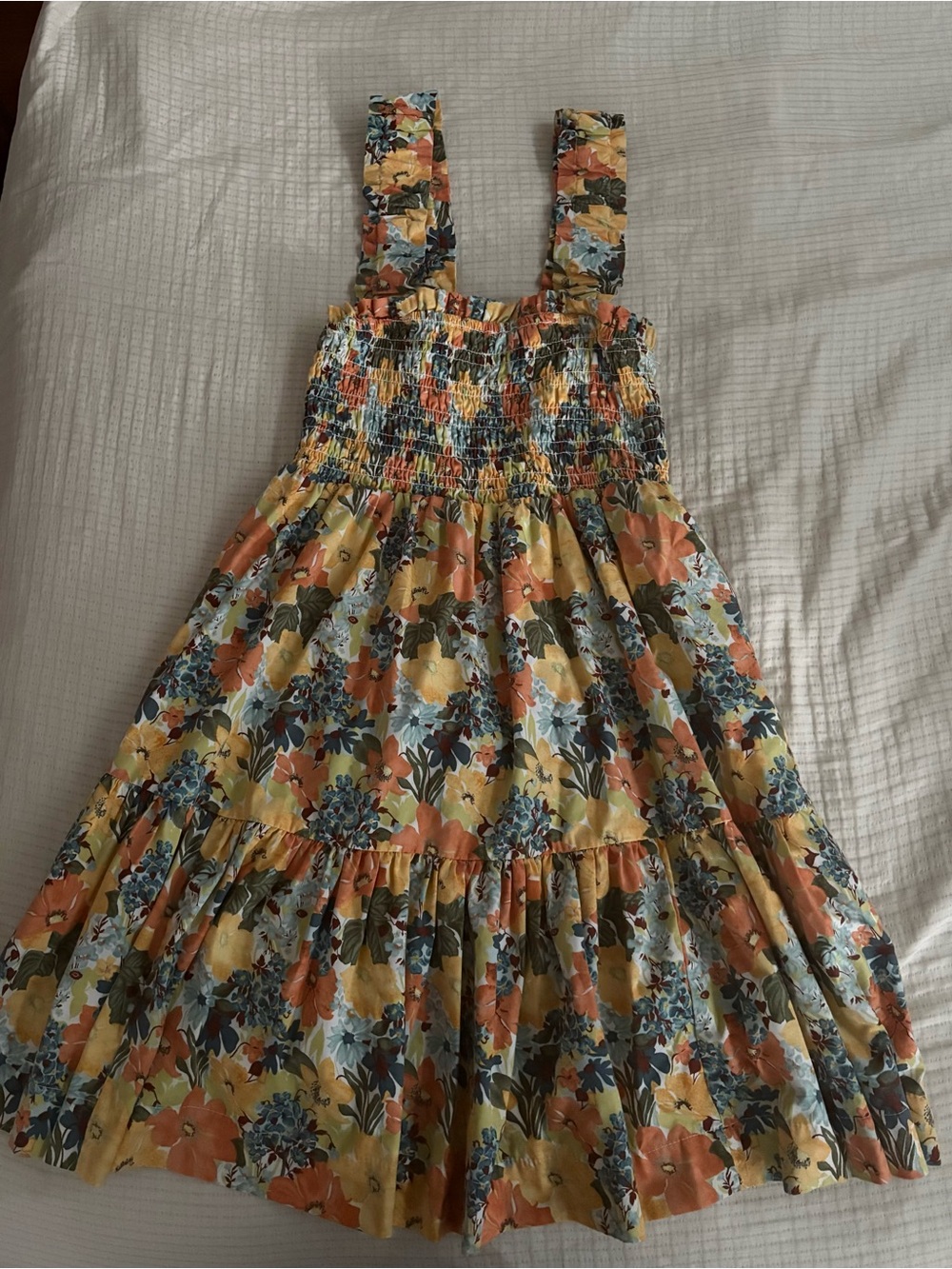 Abercrombie & Fitch Yellow & Orange Floral Smocked Sundress